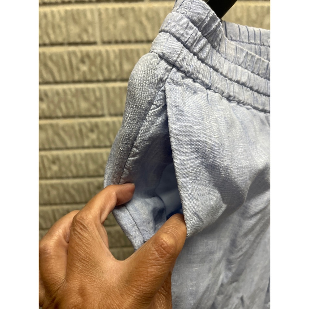 J. Crew Womens Light Blue Linen Cropped Drawstring Pants Size Medium Relaxed Fit - Picture 2 of 4